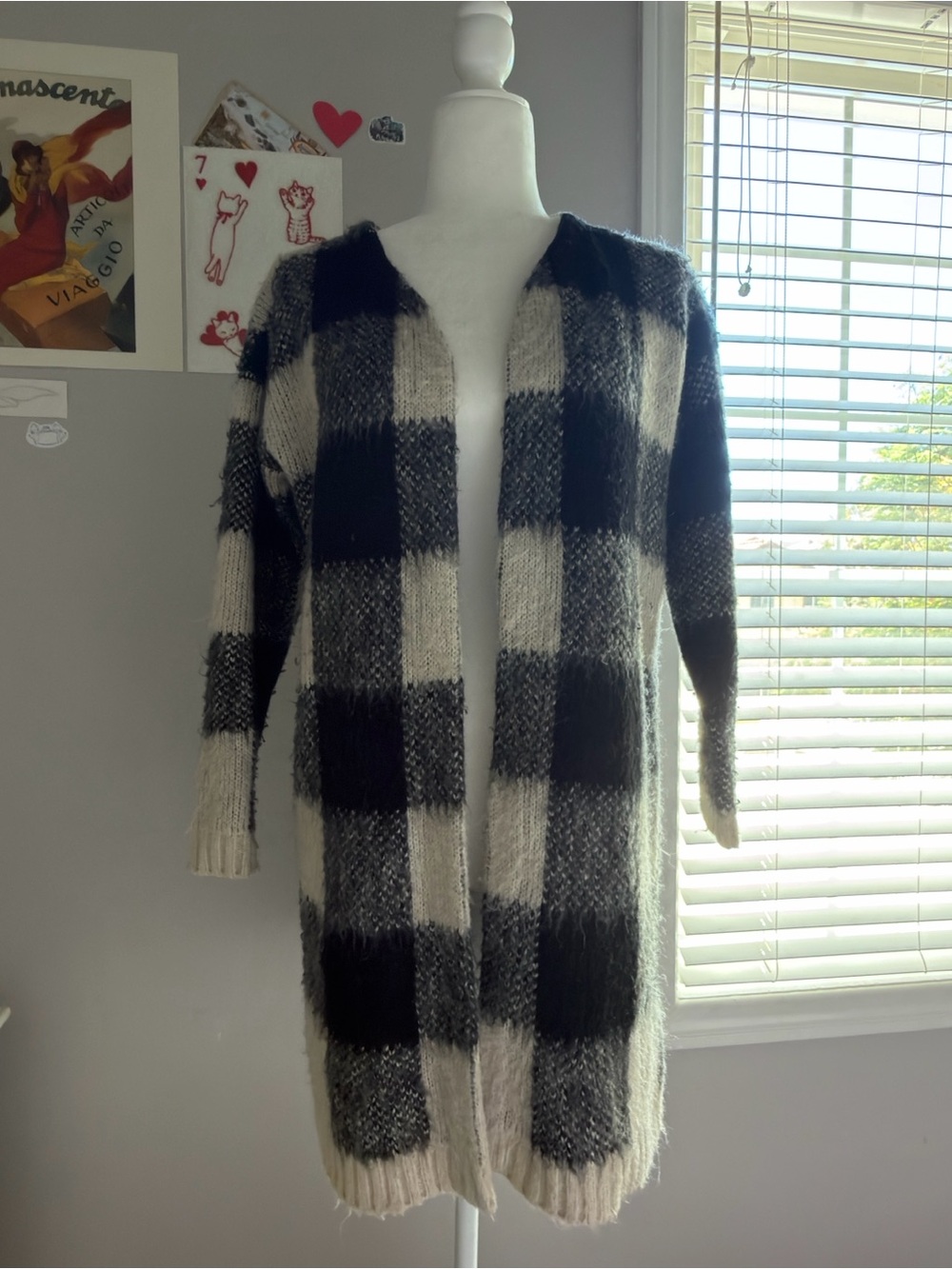 Buffalo Plaid Long Open Cardigan